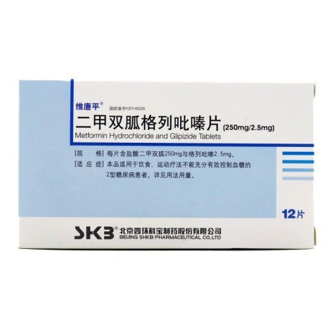 二甲双胍格列吡嗪片(维唐平)包装侧面图3